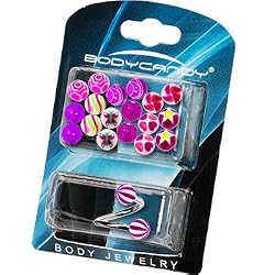 14Ga Multi Purple 10 Pair Interchangeable Spiral Belly Pack
