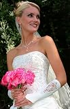 Pretty Pearl Beaded Below Elbow Satin Fingerless Bridal Gloves