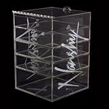 Acrylic Makeup Organizer - Prestige Cosmetic and Jewellery Storage Box with 4 Drawers and Hinged Open Top Compartment