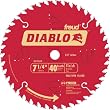 Freud D0740X Diablo 7-1/4 40 Tooth ATB Finishing Saw Blade with 5/8-Inch Arbor, Diamond Knockout,