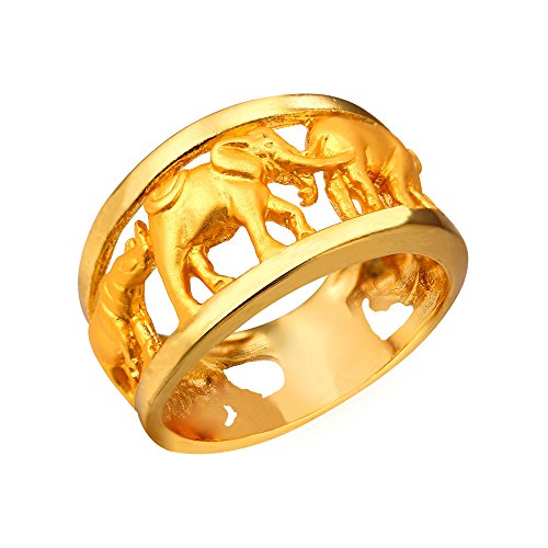 18K Gold Plated Engagement Ring Yellow Elephant-caravan Size 6-10