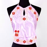 Floral Satin Halter Neck Top Strap Violet One Size