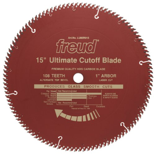Freud LU85R015 15-Inch 108 Tooth ATB Ultimate Cut-Off Saw Blade with 1-Inch Arbor and PermaShield Coating Freud LU85R015 15-Inch 108 Tooth ATB Ultimate Cut-Off Saw Blade with 1-Inch Arbor and PermaShield Coating