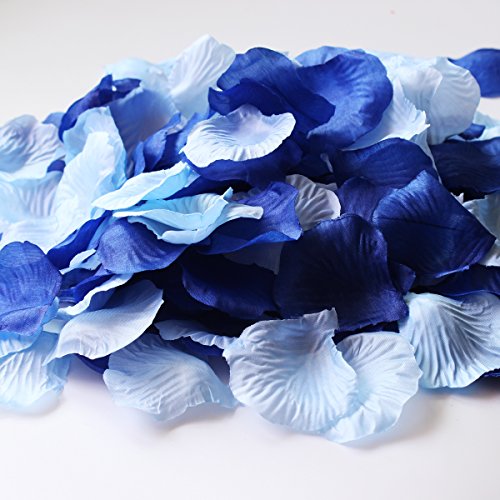 CheckMineOut 600PCS Mixed Royal Blue & Aqua Blue Silk Rose Petals Wedding Centerpieces Party Decoration Confetti Bridal Shower Party Favor