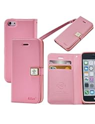 Wireless: iPhone 5c Case,By Ailun,Wallet Case,PU Leather Case,Credit Card Holder,Flip Cover Case[Pink] - Siania