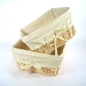 Nursery Basket 2-Pack: Natural with Yellow Gingham Liner