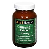 A to Z Naturals Bilberry Extract, 100 mg, Vegetarian Capsules, 120 capsules