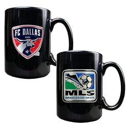 Dallas FC Soccer 2pc Black Ceramic Mug Set - Primary Team Logo & MLS Logo MAJOR-LEAGUE-SOCCER Soccer