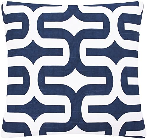 Chloe & Olive Mazy Blue and Brown Collection Contemporary and Geometric Reversible Pillow Cover, 18-Inch