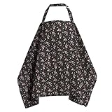 Pomélos　授乳ケープ　授乳エプロン　授乳カバー　ポンチョ　サイズ調整可能　コットン製　肌に優しい　マタニティウェア　全7色　フリーサイズ (ブラック花柄)