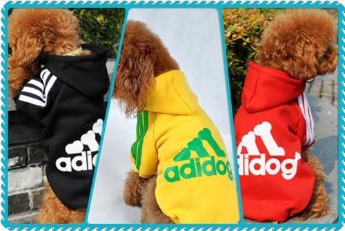 Dog Coat Pet Clothes Hoody Vest Autumn and Winter Coat Fashion and Leisure Sport Clothes with Adidog (yellow, XXL)