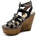 Ollio Womens Shoe Burnish Vintage Gladiator Strap Wedge High Heel Sandal