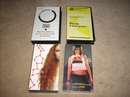Set of 4 Hair Sylist Style Technique Videos: Includes RUSK Being Rubbered (2002 53 minutes!), RUSK Thermal Str8 (2002 - 27 minutes!), REVOLUTIONS Revolution Rods (1992) and PERM CONCEPTS Continuing Education Course #53 by Pivot Point International, Tele-C