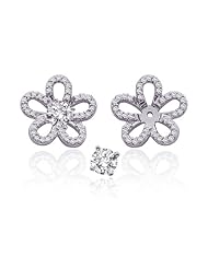 14K White Gold 1/3 ct. Diamond Floral Earring Jackets