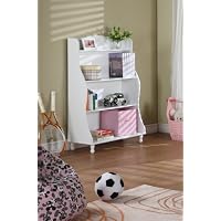 White Wood Finish 3 Tier Tall Bookcase