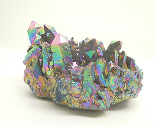 Rock &amp;Mineral Specimen Titanium Flame Aura Quartz Crystal Cluster RS336