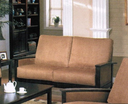 Loveseat Sofa with Wooden Frame Warm Brown Microfiber