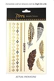 Premium Metallic Tattoos - 75+ Gold, Silver, Black & Turquoise Shimmer Designs. Temporary Fake Jewelry Tattoos - Bracelets, Feathers, Wrist & Arm Bands, & More by Terra Tattoos (Chloe)