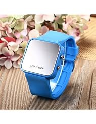 Youyoupifa Digital Display Mirror Dial LED Sport Watch (Azure Blue)