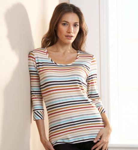 Autograph Weekend 3/4 Sleeve Bold Stripe Top clothing
