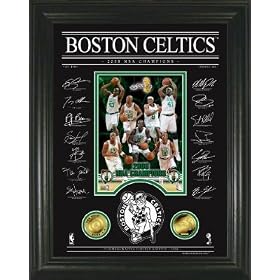 Boston Celtics 08 NBA Champions Archival Etched Glass w/ two 24KT Gold Coins