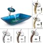 Kraus C-GVR-204-RE-10SN Irruption Rectangular Glass Vessel Sink and Waterfall Faucet, Satin Nickel (Blue)