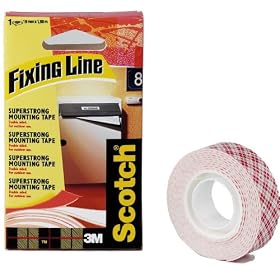 Scotch Double Sided Fixing Line - Mounting Tape - Super Strong - For Outdoor Use - 1 Roll - 19 mm x 1.5 m