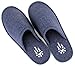 Sunshine Code Men's Memory Foam Cotton Washable Slippers with Matching Travel Bag for Home Hotel Spa Bedroom, L, Navy