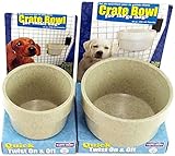 Happy Home Crate Bowl Set for Dogs and Puppies up to 75 Lbs. Bowl Size 20 Oz and for Small Dogs and Puppies up to 25 Lbs. Bowl Size 10 Oz Both Are Granite Gray Color (Bundle)