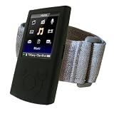 iGadgitz Black Silicone Skin Case Cover and Gym Jogging Armband for Sony Walkman NWZ-E440 Series + Screen Protector ( NWZ-E443, NWZ-E444, NWZ-E445, NWZE443, NWZE444, NWZE445, NWZ-E443B, NWZ-E444B, NWZ-E445B, NWZ-E443R, NWZ-E444R, NWZ-E445R )