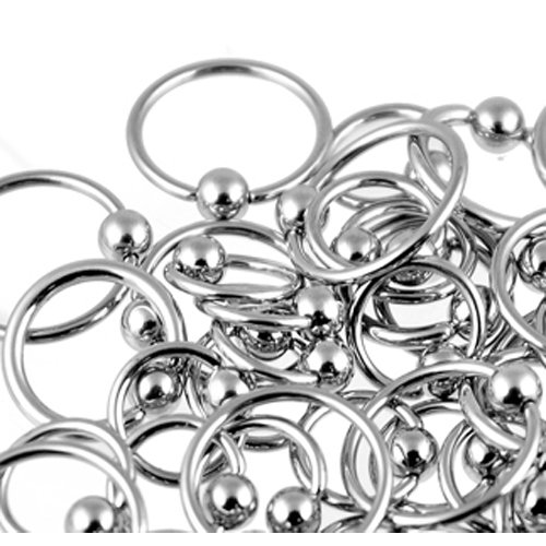 Wholesale 180 Pieces Package of Stainless Steel Captive Ring in Assorted Sizes