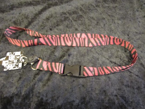 Zebra Pink/Black Lanyard Key Chain Holder