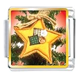 Quilted Star Ornament Christmas Italian Charms Bracelet Link