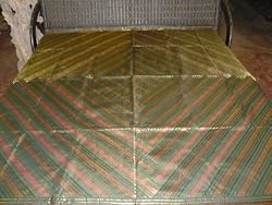 Green Gold India Silk Sari Bedspread Sofa Throw King Bedcover 5p Set