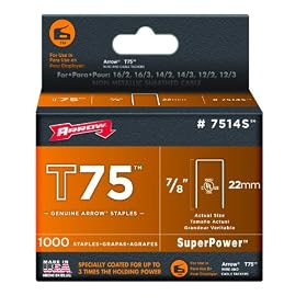 Arrow Fastener 7514S 7/8-Inch T75 Staples (1,000-Pack)