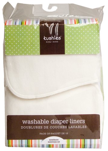 Kushies Washable Diaper Liners - 10 Pack - White