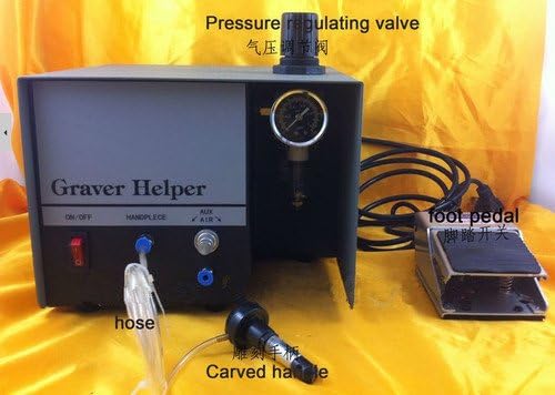 Gowe 110 Voltage Graver Helper,Pneumatic Jewelry Engraving Machine Single Ended Graver Tool Jewelry Engraver, Jewel Making Equipment