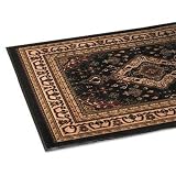 Woven Oriental Rug-Look Floor Mat, 65.5 x 92.5, Black