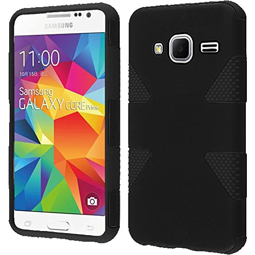 HRWIRELESS(TM) For Samsung Galaxy Core Prime G360 Dynamic Slim Hybrid Cover Case (Black Black)