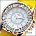 New Silicone Crystal Sport Men Woman Wrist Watch Boy Gold Case Yellow
