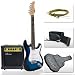 Full Size Blue Electric Guitar with Amp, Case and Accessories Pack Beginner Starter Package