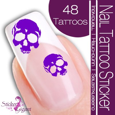 Nail Tattoo Sticker Totenkopf / Sch&auml;del - lila Preisvergleich