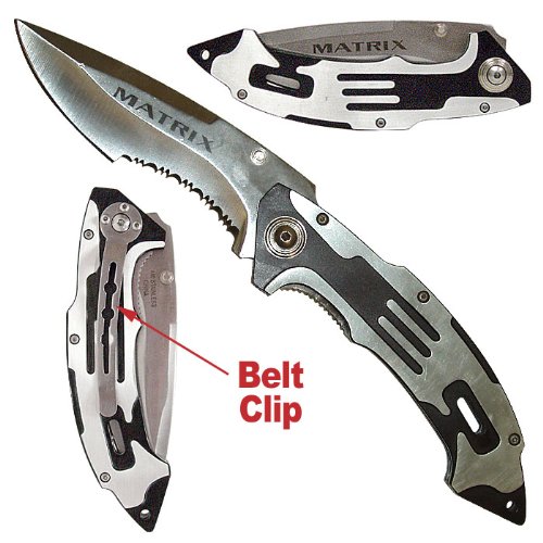 Matrix Stainless Steel Folding Knife - Silver Finish