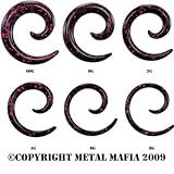 IMAGE OF BLACK ACRYLIC SPIRALS WITH PINK SPLATTER SPACBKPK4- 4G