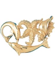 Dazzlers Solid 14 karats gold Dolphin, Shell, Starfish Charm Pendant Available in three colors from jewelsberry (weights: 15.2 grams only)
