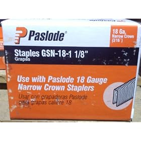 Paslode GSN18 1-1/8" EG Narrow Crown Finish Staple - 5,000 per Box