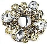 Image of Antique Gold coloured Crystal Brooch Pin