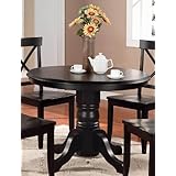 Home Styles Furniture Black Wood Pedestal Casual Dining Table in Black Finish