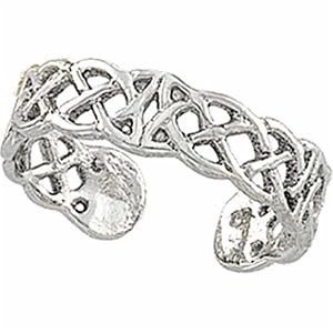 14K White Gold Ethereal Design Adjustable Toe Ring