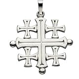 14K White Gold Jerusalem Cross Pendant - 27.00x26.00mm